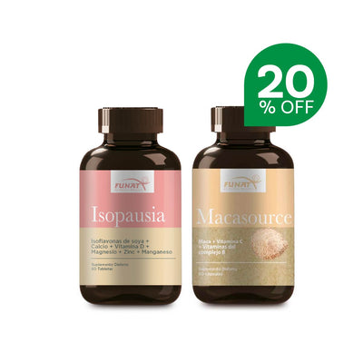 Por la compra de macasource x 60 capsulas lleva isopausia x 60 tabletas con un 20% de descuento
