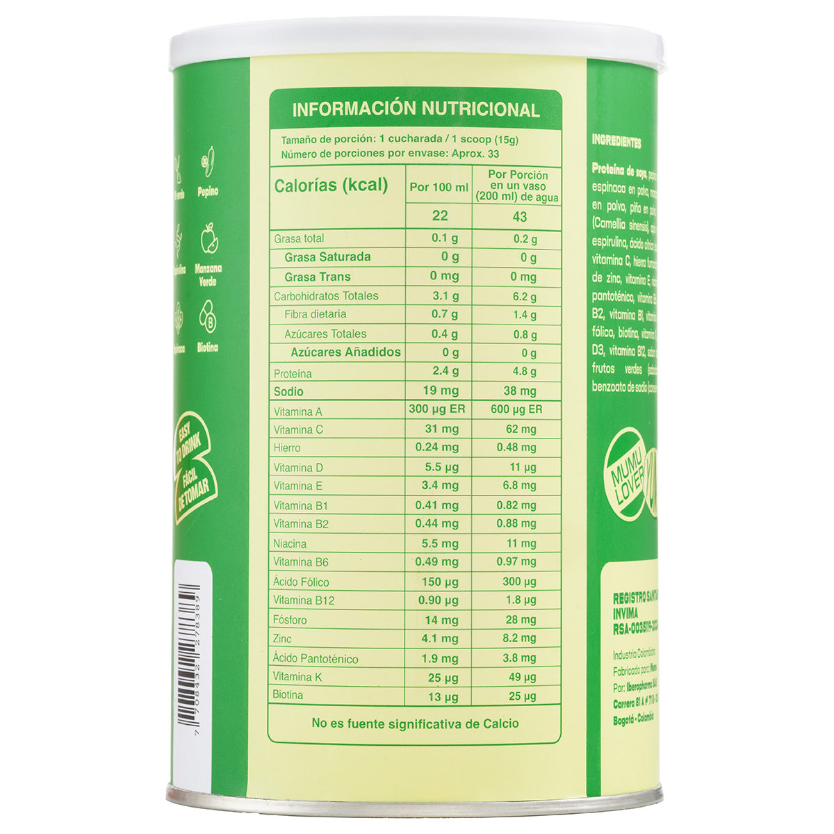 BATIDO VERDE EN POLVO 500 GR MUMU