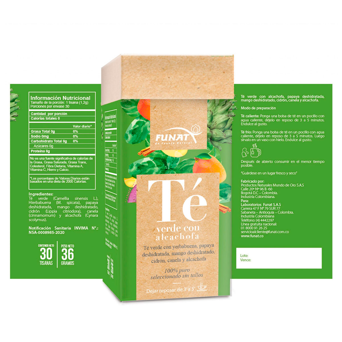 Té verde con alcachofa 30 sobres