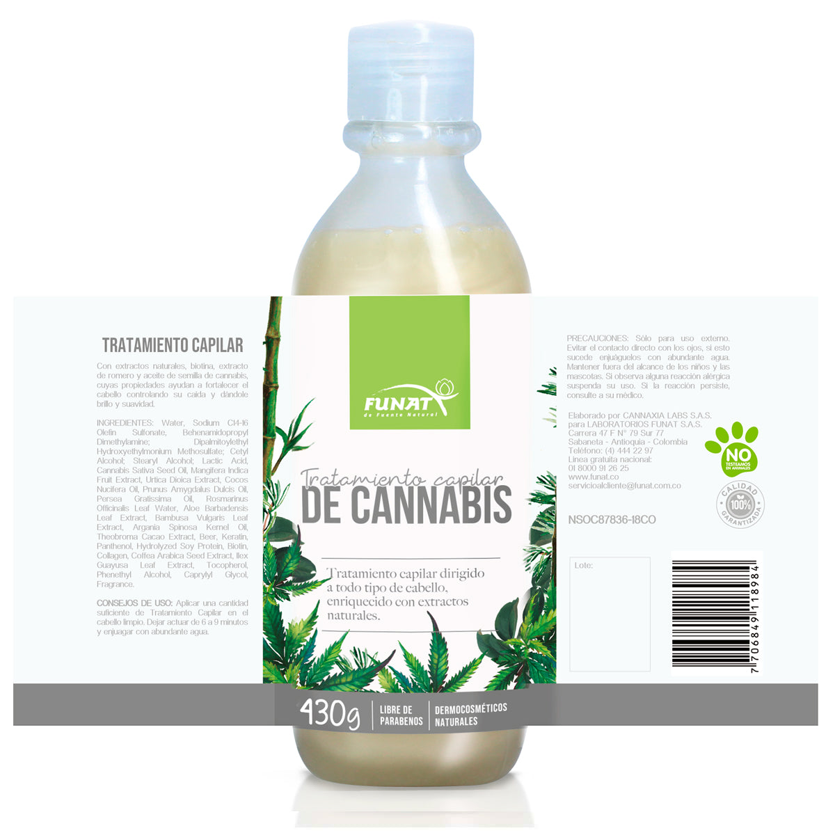 Tratamiento capilar de cannabis 430 g